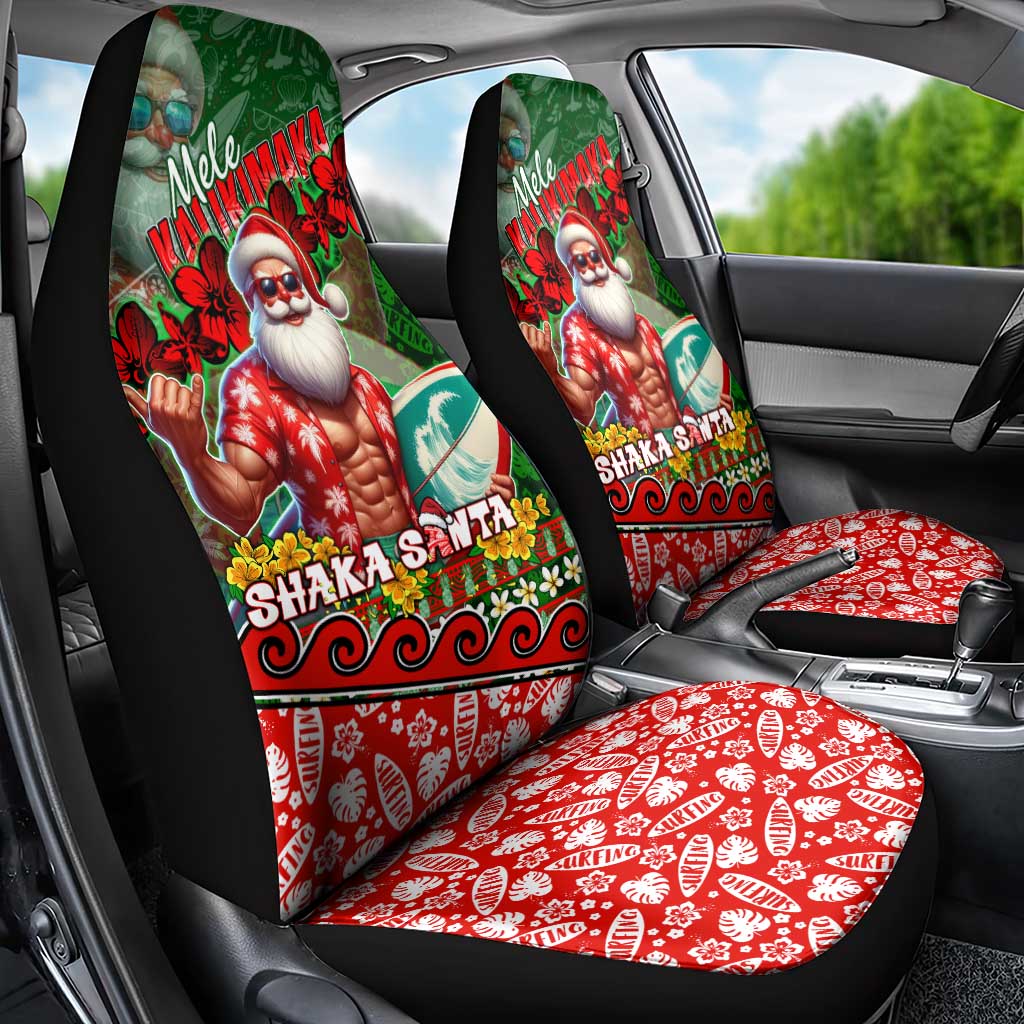 Mele Kalikimaka Shaka Santa Car Seat Cover Hawaiian Surf Christmas Design with Aloha Spirit - Polynesian Pride