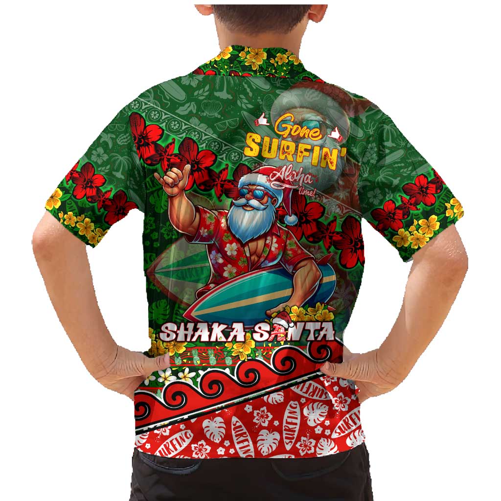 Mele Kalikimaka Shaka Santa Family Matching Mermaid Dress and Hawaiian Shirt Hawaiian Surf Christmas Design with Aloha Spirit - Polynesian Pride