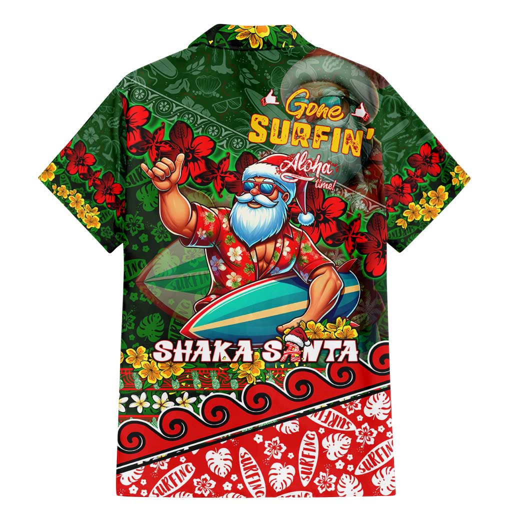 Mele Kalikimaka Shaka Santa Family Matching Mermaid Dress and Hawaiian Shirt Hawaiian Surf Christmas Design with Aloha Spirit - Polynesian Pride