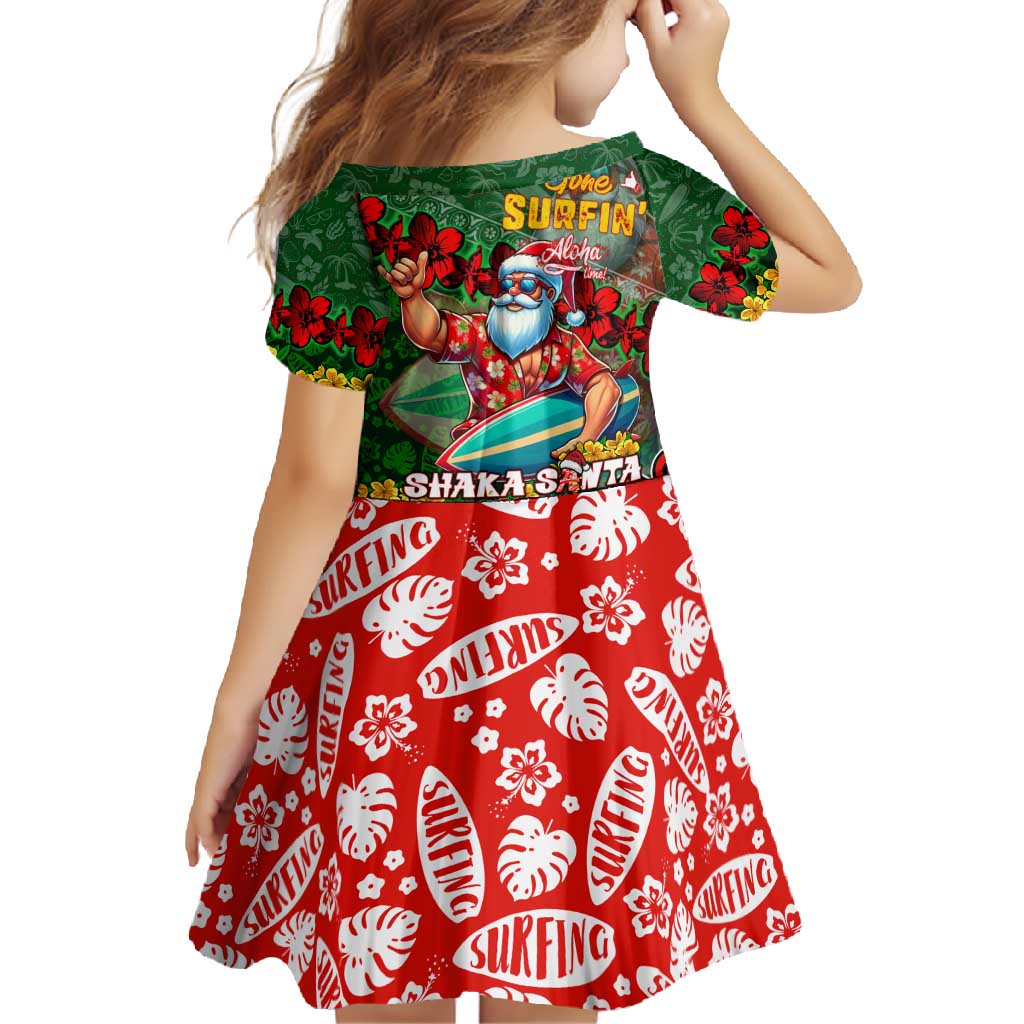 Mele Kalikimaka Shaka Santa Family Matching Off Shoulder Maxi Dress and Hawaiian Shirt Hawaiian Surf Christmas Design with Aloha Spirit - Polynesian Pride