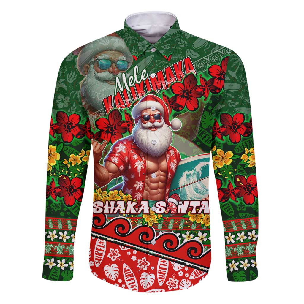 Mele Kalikimaka Shaka Santa Family Matching Puletasi and Hawaiian Shirt Hawaiian Surf Christmas Design with Aloha Spirit - Polynesian Pride