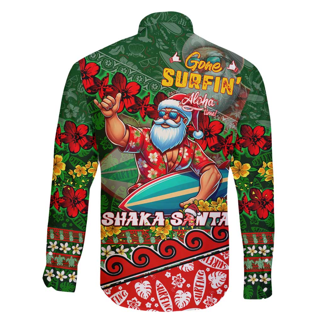 Mele Kalikimaka Shaka Santa Family Matching Puletasi and Hawaiian Shirt Hawaiian Surf Christmas Design with Aloha Spirit - Polynesian Pride