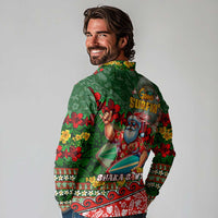 Mele Kalikimaka Shaka Santa Long Sleeve Polo Shirt Hawaiian Surf Christmas Design with Aloha Spirit - Polynesian Pride