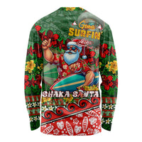 Mele Kalikimaka Shaka Santa Long Sleeve Shirt Hawaiian Surf Christmas Design with Aloha Spirit - Polynesian Pride