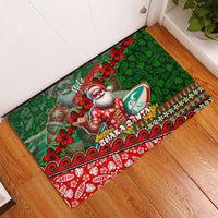 Mele Kalikimaka Shaka Santa Rubber Doormat Hawaiian Surf Christmas Design with Aloha Spirit - Polynesian Pride