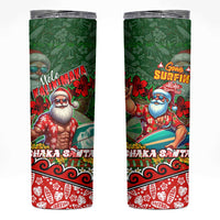 Mele Kalikimaka Shaka Santa Skinny Tumbler Hawaiian Surf Christmas Design with Aloha Spirit - Polynesian Pride