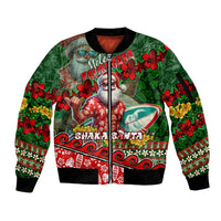 Mele Kalikimaka Shaka Santa Sleeve Zip Bomber Jacket Hawaiian Surf Christmas Design with Aloha Spirit - Polynesian Pride