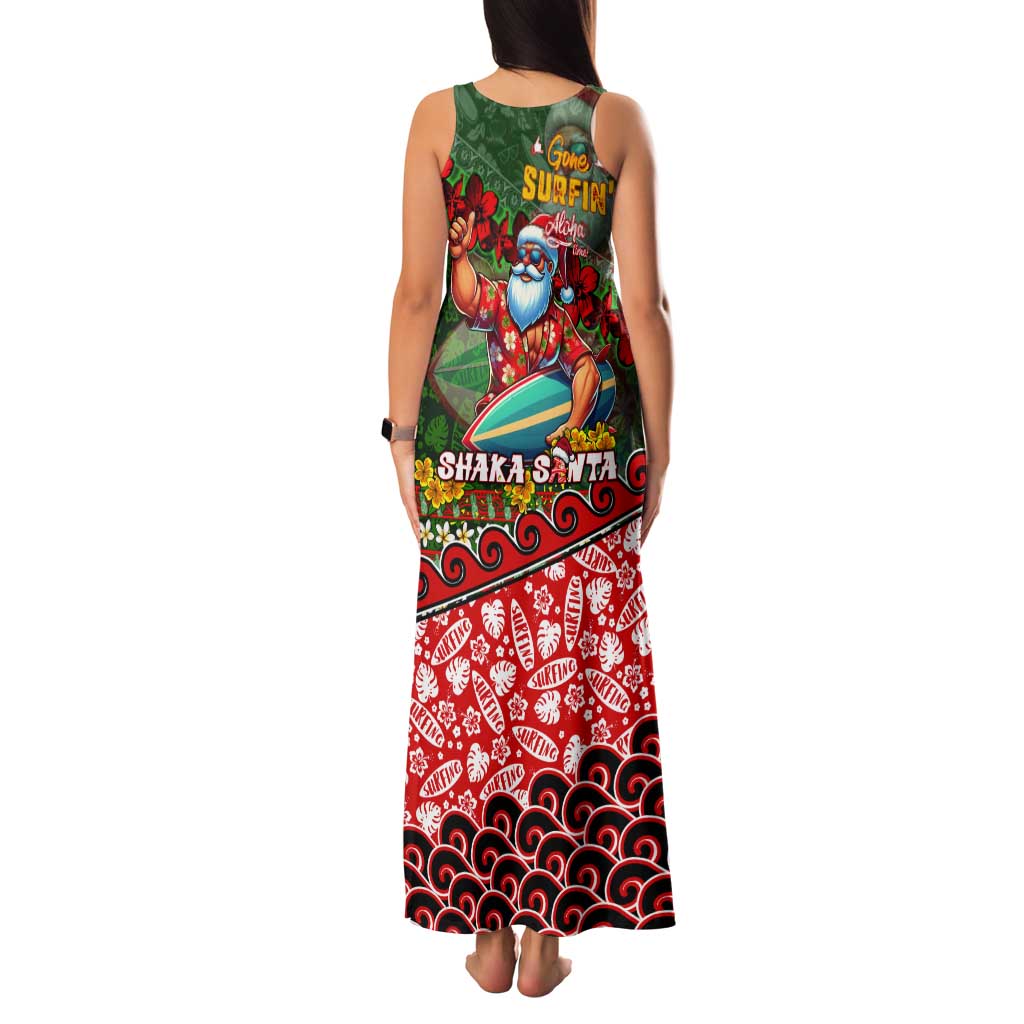 Mele Kalikimaka Shaka Santa Tank Maxi Dress Hawaiian Surf Christmas Design with Aloha Spirit - Polynesian Pride