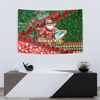 Mele Kalikimaka Shaka Santa Tapestry Hawaiian Surf Christmas Design with Aloha Spirit - Polynesian Pride