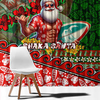 Mele Kalikimaka Shaka Santa Window Curtain Hawaiian Surf Christmas Design with Aloha Spirit - Polynesian Pride