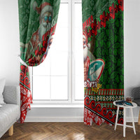 Mele Kalikimaka Shaka Santa Window Curtain Hawaiian Surf Christmas Design with Aloha Spirit - Polynesian Pride