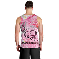 Butterfly Polynesia Breast Cancer Men Tank Top Nobody Fights Alone Pink Out Tropical Hibiscus