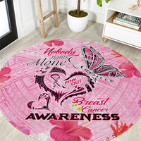 Butterfly Polynesia Breast Cancer Round Carpet Nobody Fights Alone Pink Out Tropical Hibiscus DT02 Pink - Polynesian Pride