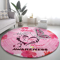 Butterfly Polynesia Breast Cancer Round Carpet Nobody Fights Alone Pink Out Tropical Hibiscus DT02 - Polynesian Pride