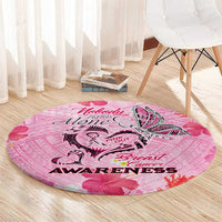 Butterfly Polynesia Breast Cancer Round Carpet Nobody Fights Alone Pink Out Tropical Hibiscus DT02 - Polynesian Pride