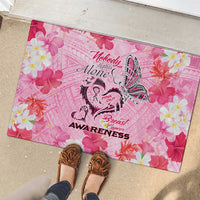 Butterfly Polynesia Breast Cancer Rubber Doormat Nobody Fights Alone Pink Out Tropical Hibiscus DT02 - Polynesian Pride