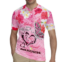 Butterfly Polynesia Breast Cancer Rugby Jersey Nobody Fights Alone Pink Out Tropical Hibiscus