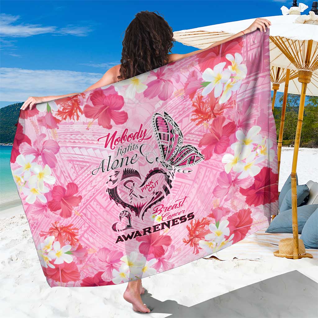 Butterfly Polynesia Breast Cancer Sarong Nobody Fights Alone Pink Out Tropical Hibiscus