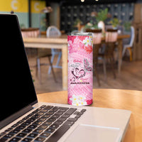 Butterfly Polynesia Breast Cancer Skinny Tumbler Nobody Fights Alone Pink Out Tropical Hibiscus