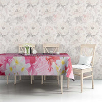 Butterfly Polynesia Breast Cancer Tablecloth Nobody Fights Alone Pink Out Tropical Hibiscus