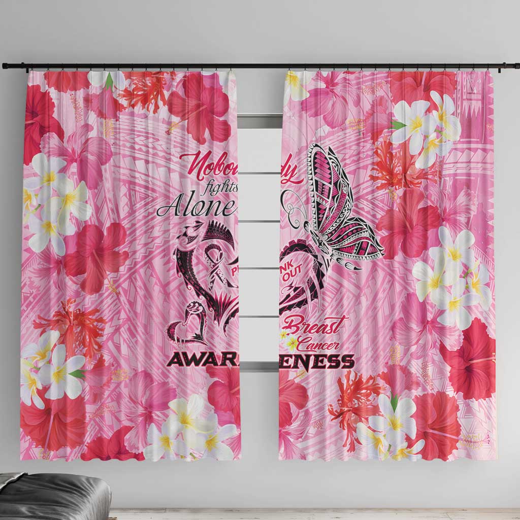 Butterfly Polynesia Breast Cancer Window Curtain Nobody Fights Alone Pink Out Tropical Hibiscus