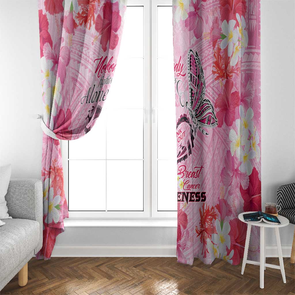 Butterfly Polynesia Breast Cancer Window Curtain Nobody Fights Alone Pink Out Tropical Hibiscus