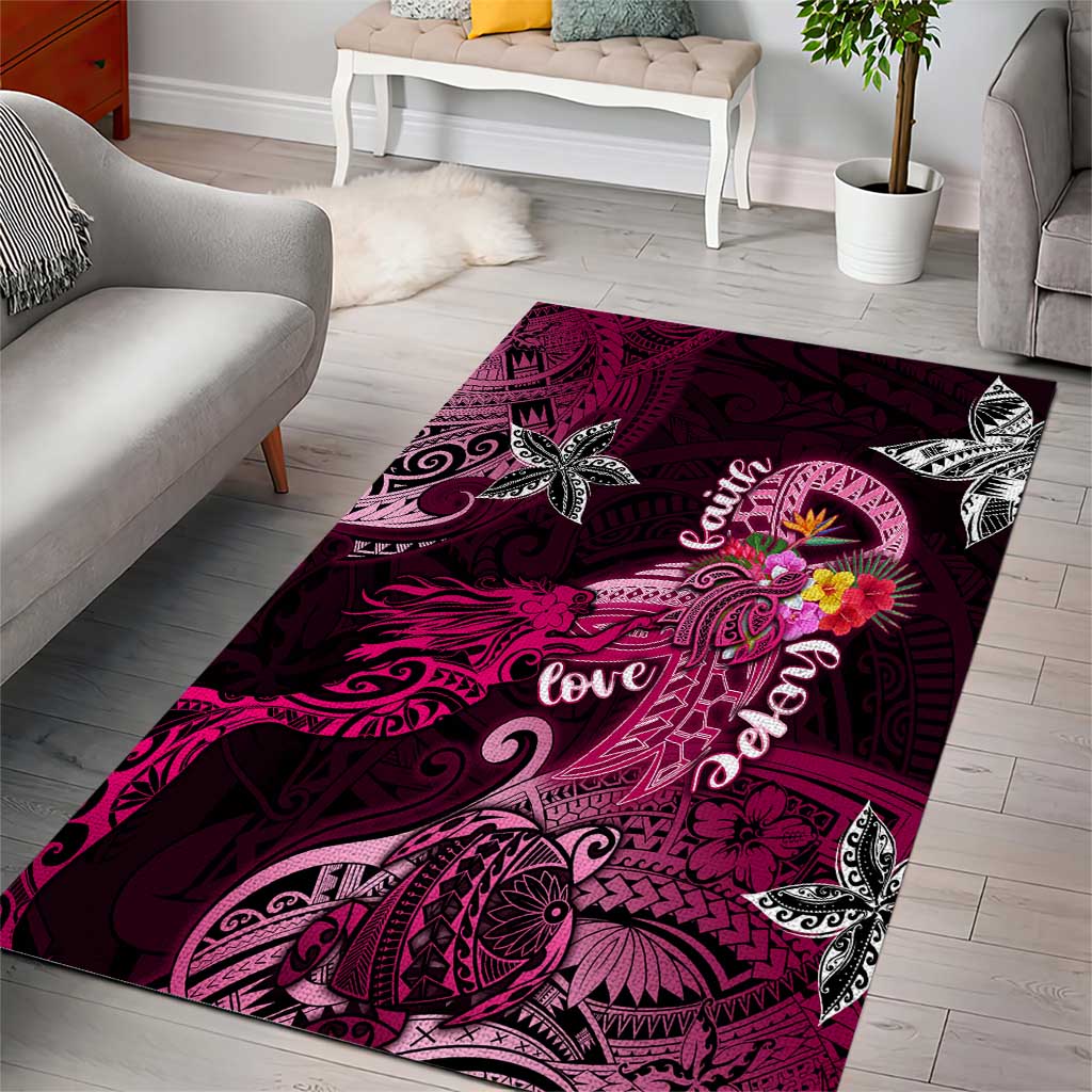 Breast Cancer Mermaid Polynesia Area Rug Faith Hope Love