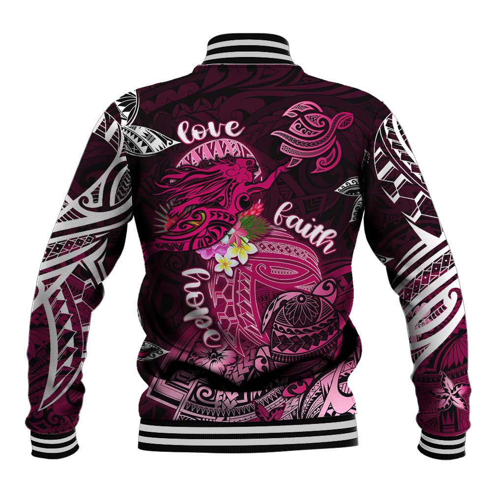Breast Cancer Mermaid Polynesia Baseball Jacket Faith Hope Love