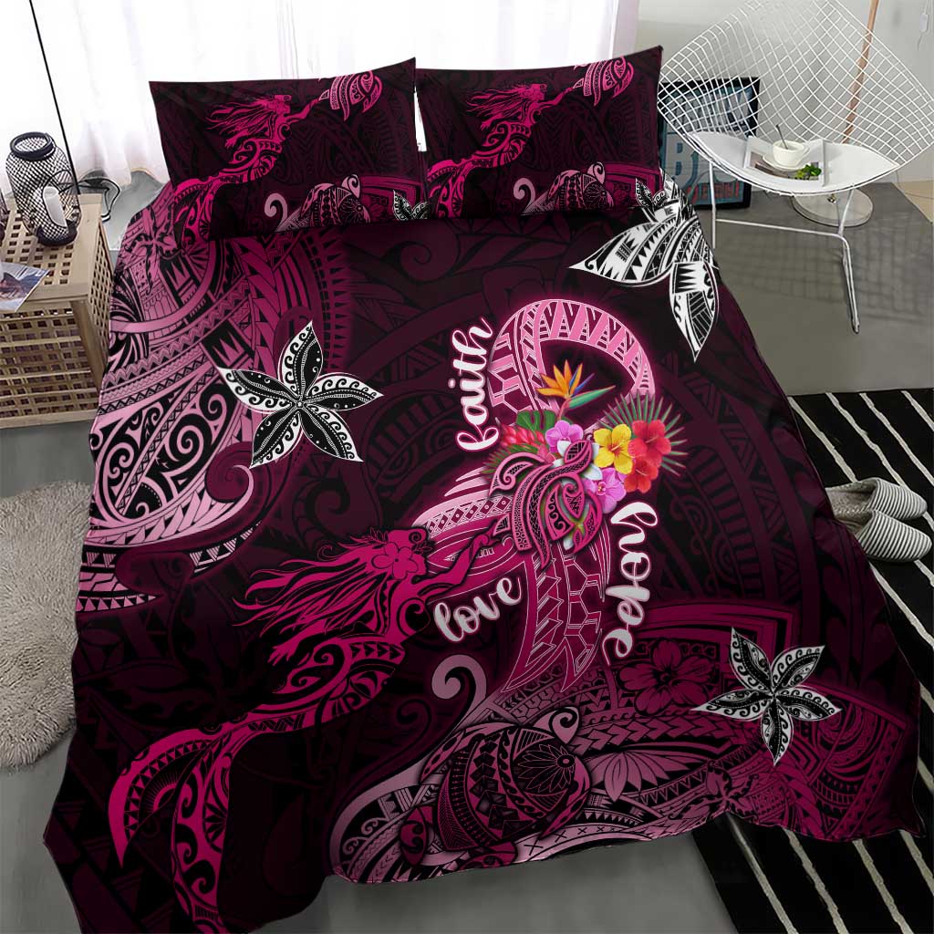 Breast Cancer Mermaid Polynesia Bedding Set Faith Hope Love