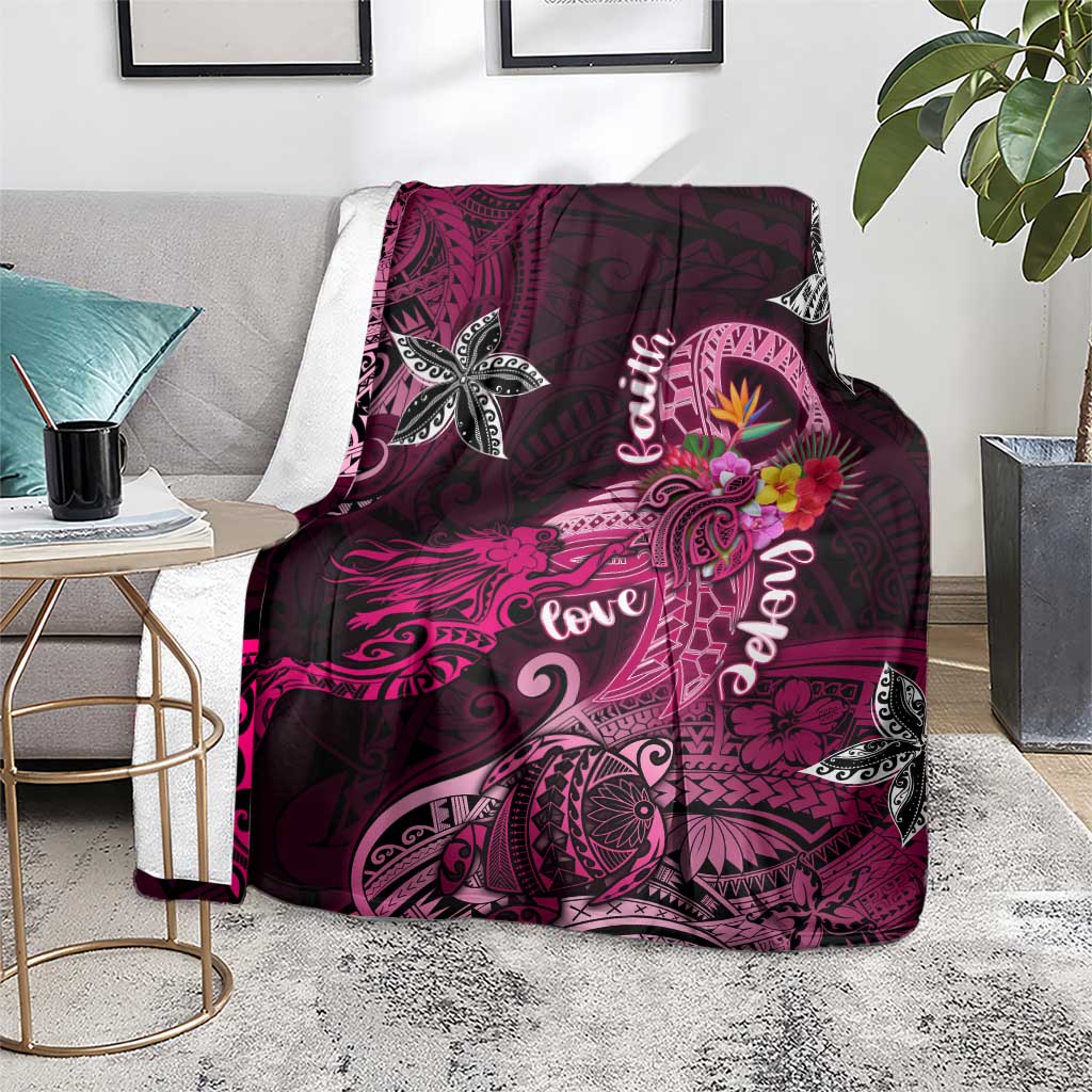 Breast Cancer Mermaid Polynesia Blanket Faith Hope Love
