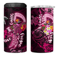 Breast Cancer Mermaid Polynesia 4 in 1 Can Cooler Tumbler Faith Hope Love