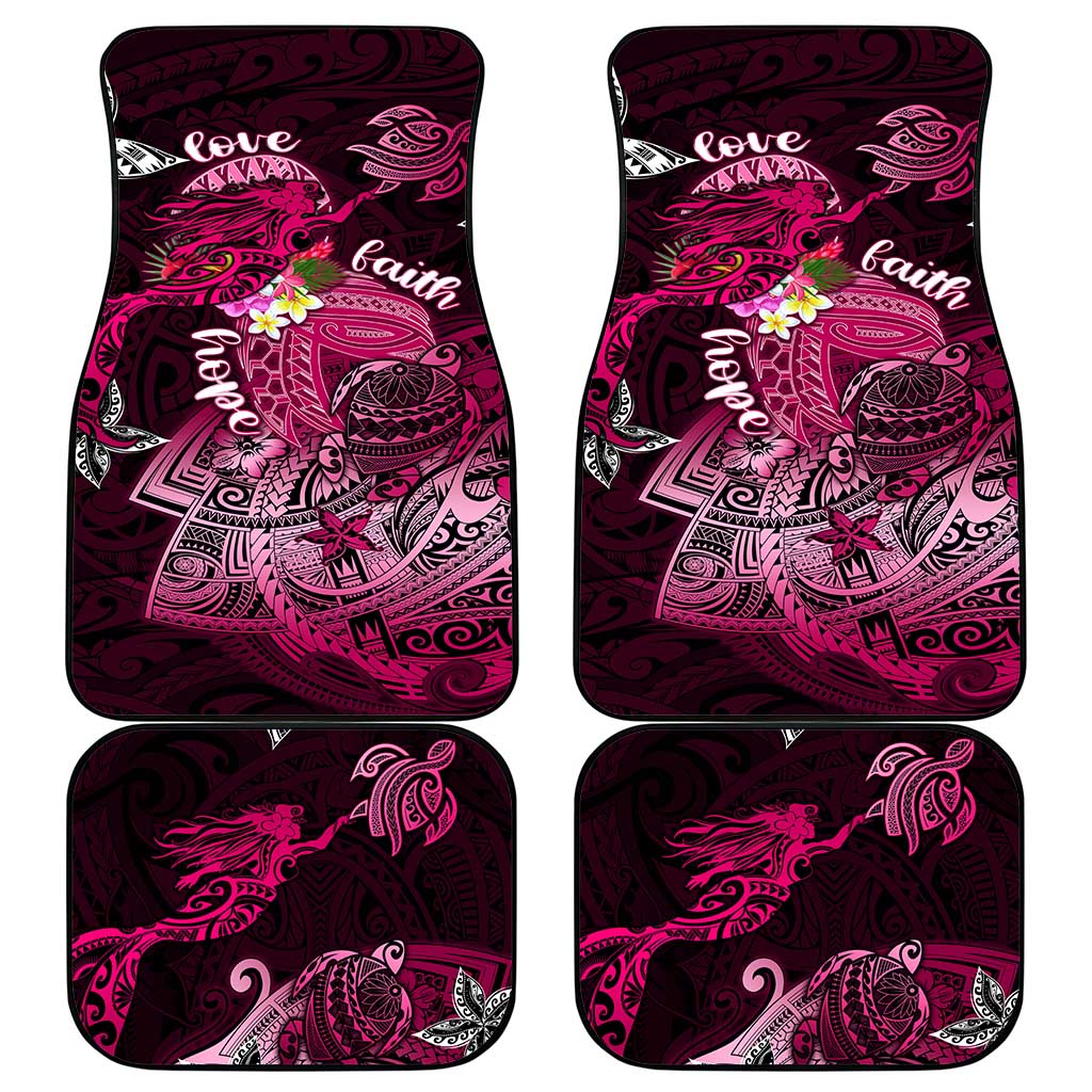 Breast Cancer Mermaid Polynesia Car Mats Faith Hope Love