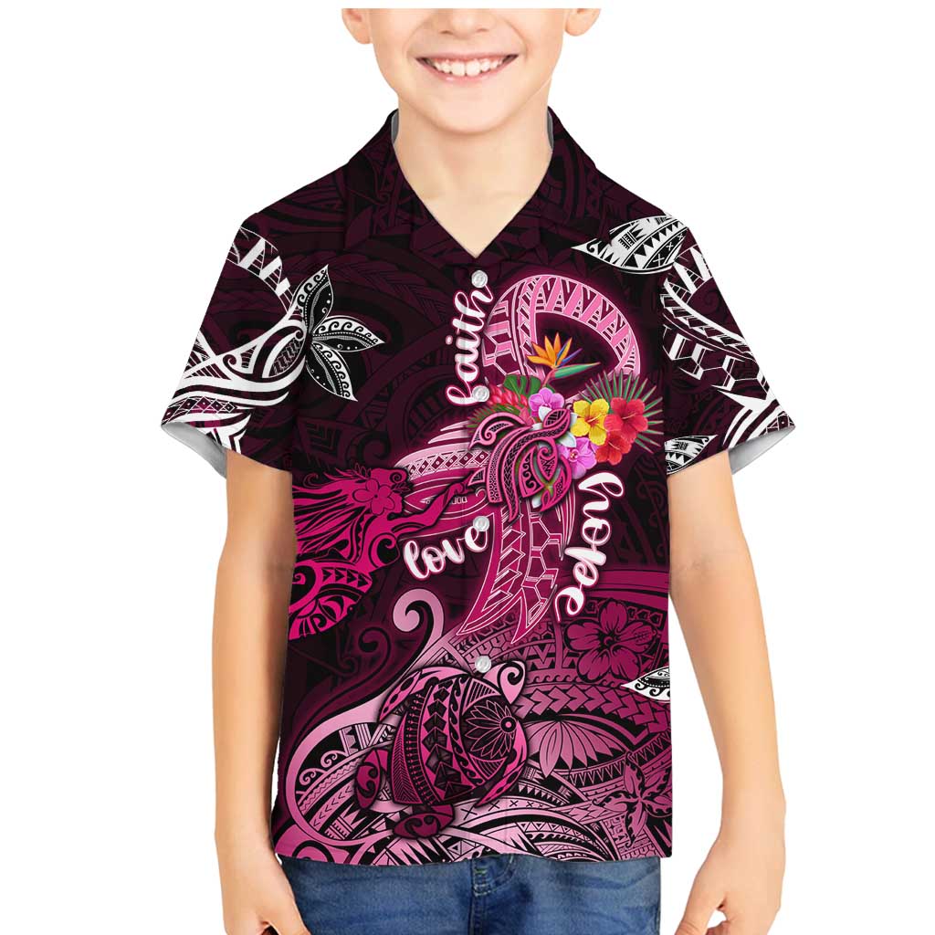 Breast Cancer Mermaid Polynesia Family Matching Mermaid Dress and Hawaiian Shirt Faith Hope Love