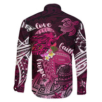 Breast Cancer Mermaid Polynesia Family Matching Short Sleeve Bodycon Dress and Hawaiian Shirt Faith Hope Love