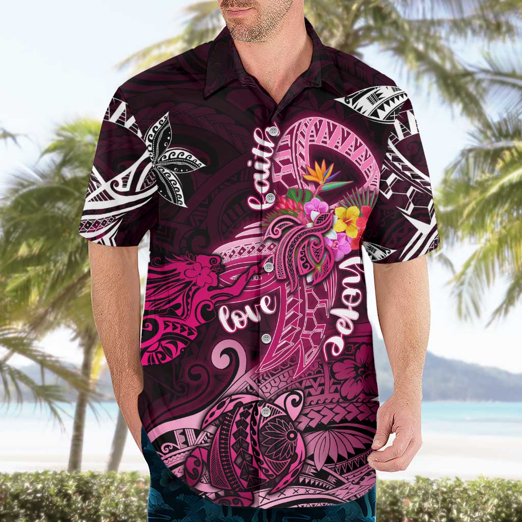 Breast Cancer Mermaid Polynesia Hawaiian Shirt Faith Hope Love