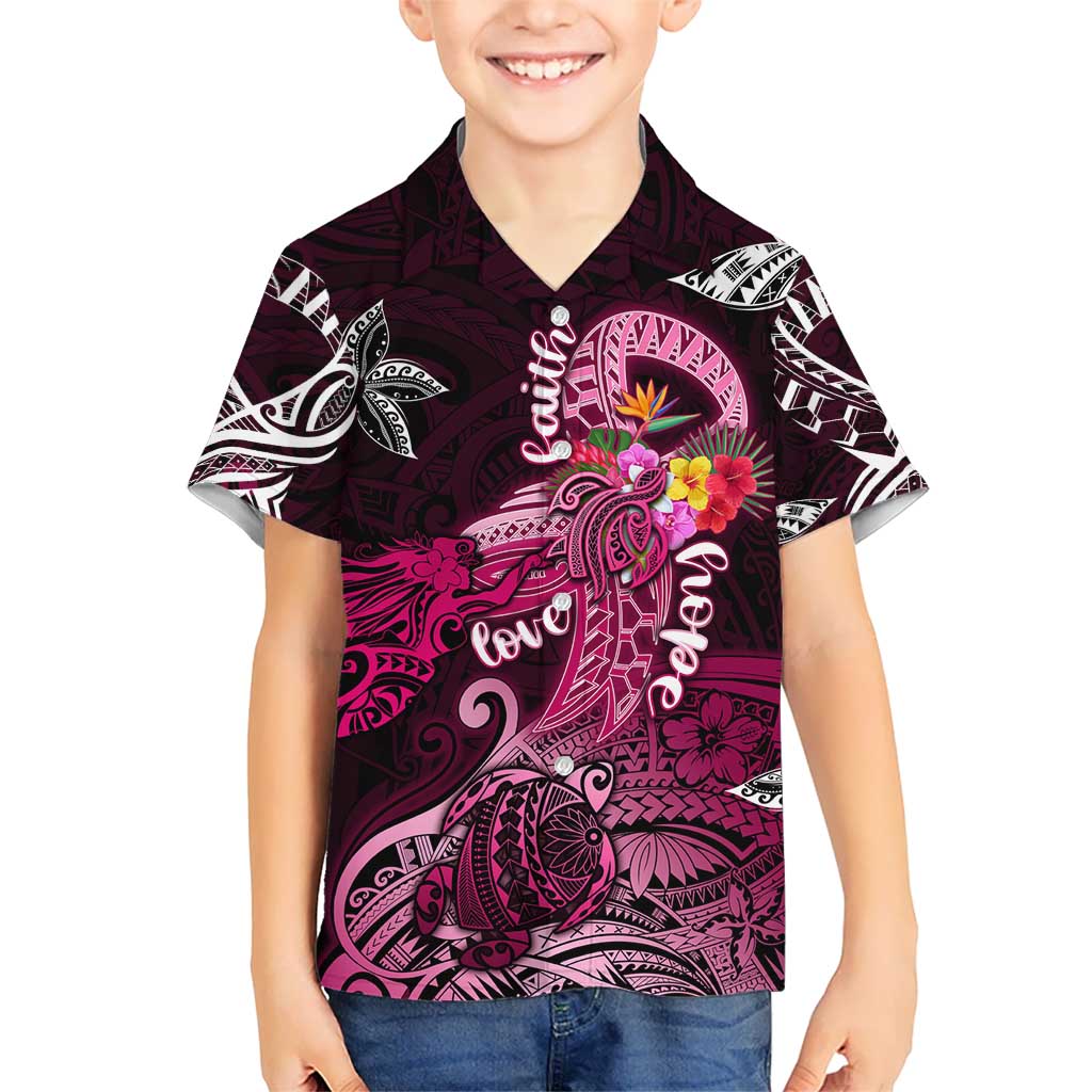 Breast Cancer Mermaid Polynesia Kid Hawaiian Shirt Faith Hope Love