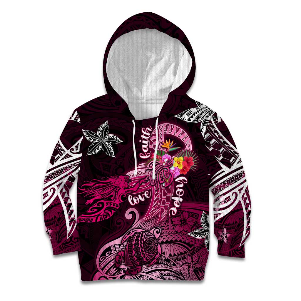 Breast Cancer Mermaid Polynesia Kid Hoodie Faith Hope Love DT02 Hoodie Pink - Polynesian Pride