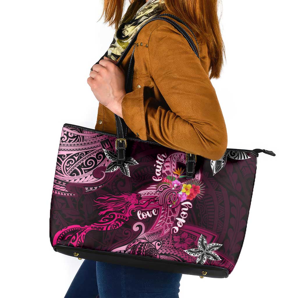 Breast Cancer Mermaid Polynesia Leather Tote Bag Faith Hope Love