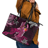 Breast Cancer Mermaid Polynesia Leather Tote Bag Faith Hope Love