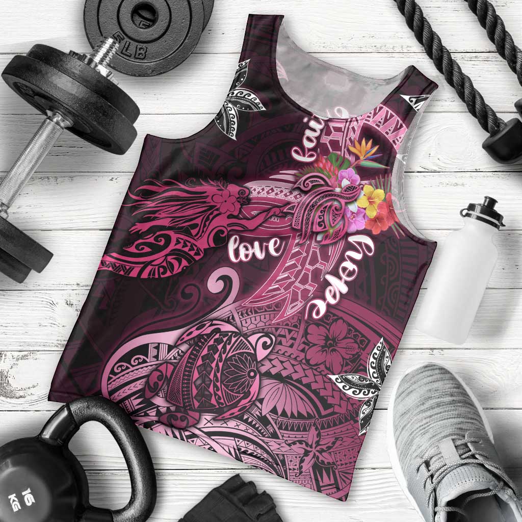 Breast Cancer Mermaid Polynesia Men Tank Top Faith Hope Love