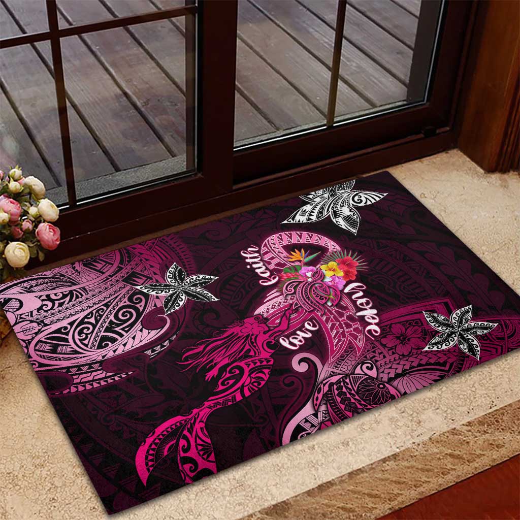 Breast Cancer Mermaid Polynesia Rubber Doormat Faith Hope Love