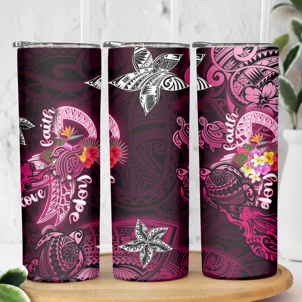 Breast Cancer Mermaid Polynesia Skinny Tumbler Faith Hope Love