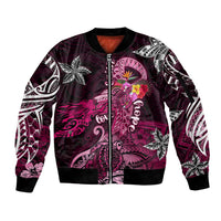 Breast Cancer Mermaid Polynesia Sleeve Zip Bomber Jacket Faith Hope Love