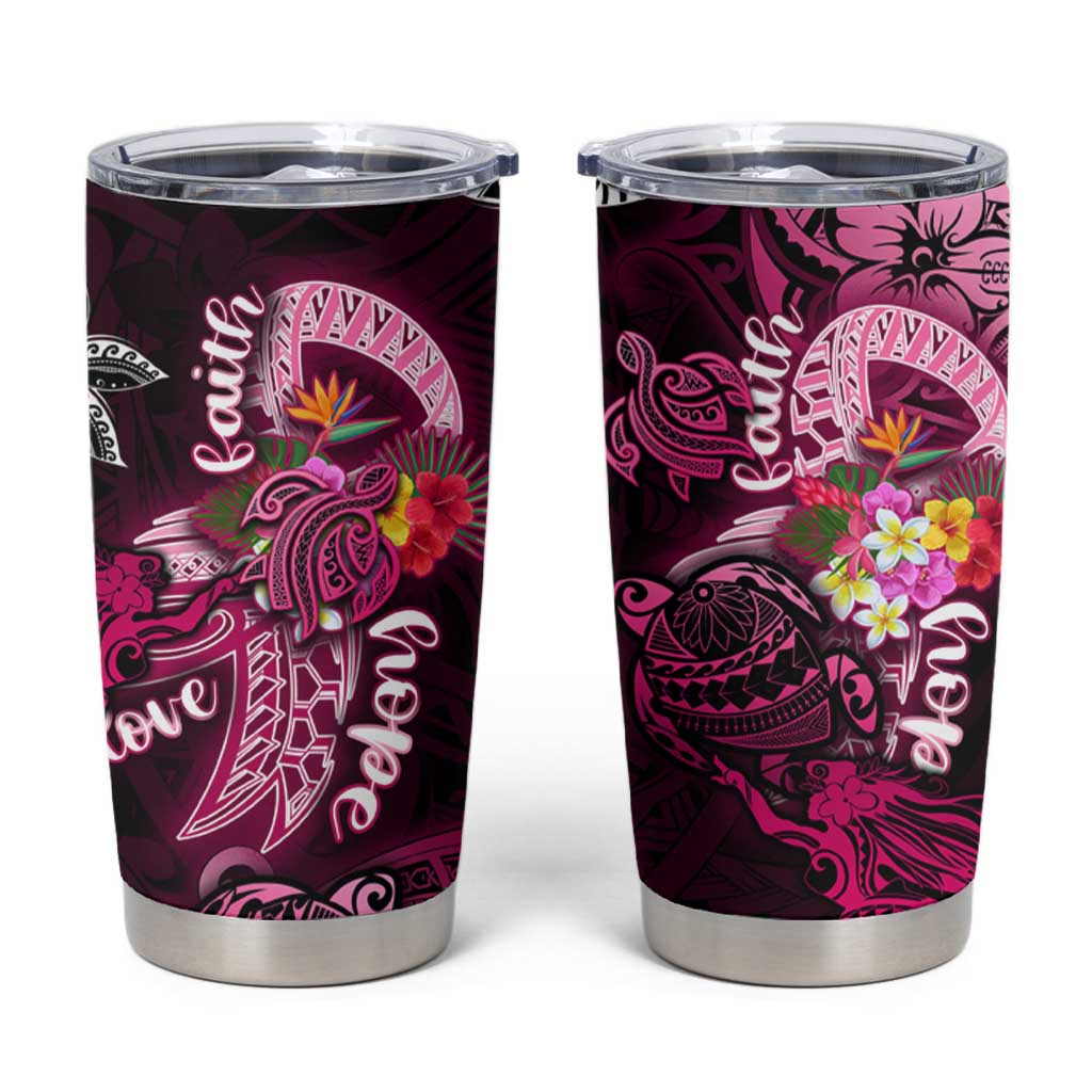 Breast Cancer Mermaid Polynesia Tumbler Cup Faith Hope Love