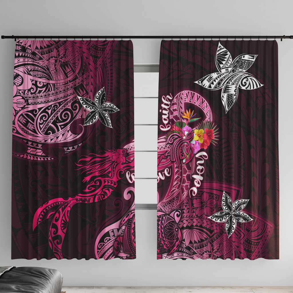 Breast Cancer Mermaid Polynesia Window Curtain Faith Hope Love