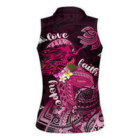 Breast Cancer Mermaid Polynesia Women Sleeveless Polo Shirt Faith Hope Love
