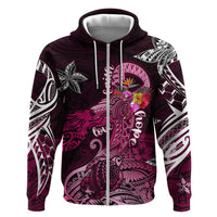 Breast Cancer Mermaid Polynesia Zip Hoodie Faith Hope Love