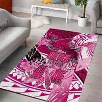 Breast Cancer Awareness Hawaii Area Rug Polynesia Girl Nobody Fights Alone