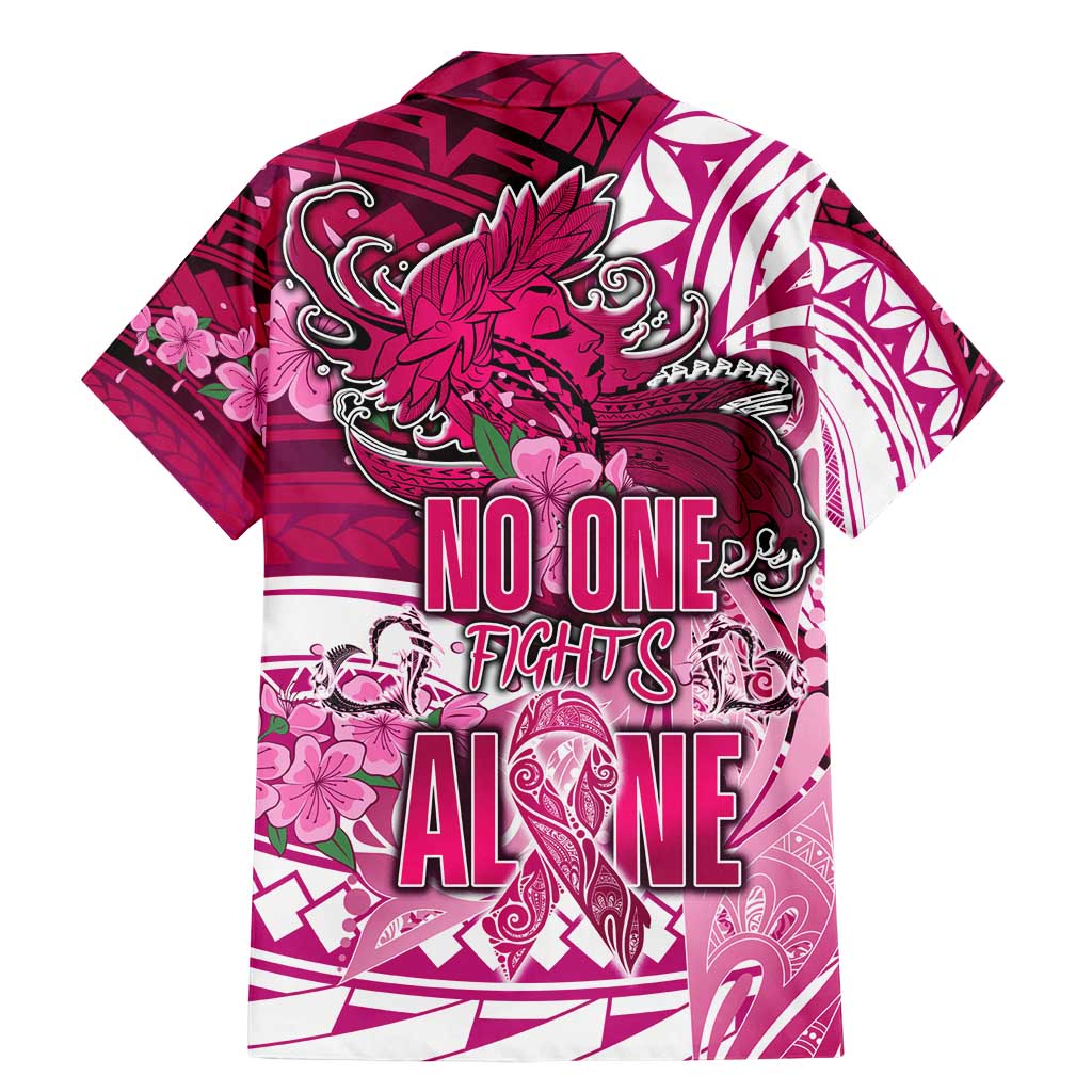 Breast Cancer Awareness Hawaii Family Matching Mermaid Dress and Hawaiian Shirt Polynesia Girl Nobody Fights Alone
