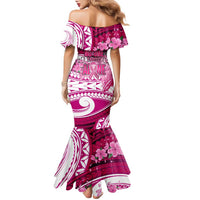 Breast Cancer Awareness Hawaii Family Matching Mermaid Dress and Hawaiian Shirt Polynesia Girl Nobody Fights Alone